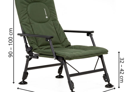 Campingstoel | Visstoel | Opvouwbaar | Groen | Staal | Polyester | 57 x 71 x 90 cm | 140 Kg
