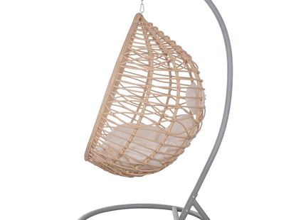 Hangstoel | Egg Hangstoel | XXL 125 cm | Inclusief Standaard & Kussen | Rotan