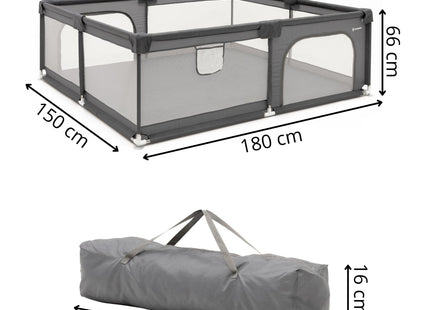 Kinderbox - Grondbox - Speelbox - Inklapbaar - Opvouwbaar -  Antislip -Grijs - 180x150x66 cm