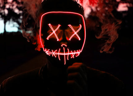 Masker -  Halloween - LED-Licht - Lichtgevend - Rood/Zwart
