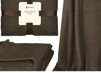 Plaid | Sprei | Deken | 170 x 210 cm | Pluche | Bruin