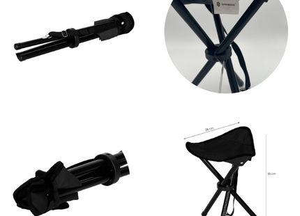 Campingkrukje | Opvouwbaar | Inclusief Draagriem | Zwart