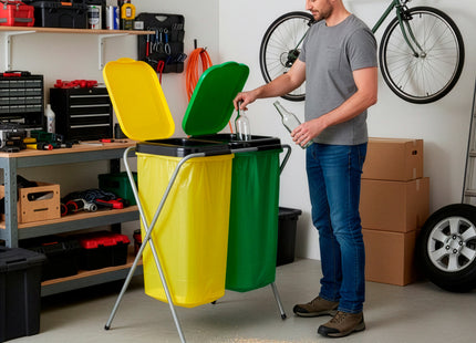 Vuilniszakkenhouder - Frame voor Afvalzakken - Standaard - 2 delen - Geel/Groen - 20 Kg