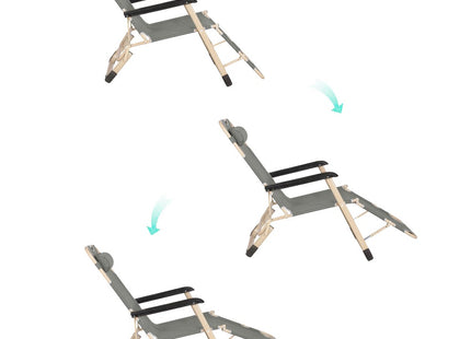 Tuinstoelen | Ligstoel | Ligbed | Verstelbaar | Hoofdsteun | 2 Stuks | Grijs/Crème