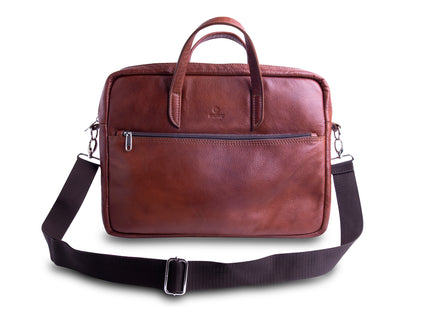 Leren Aktetas - Laptoptas - 15,6 inch - Bruin - 43 x 35 x 4,5 CM