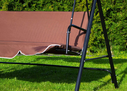 Schommelbank | Luna-Schommel | 3-zits | Waterafstotend | Verstelbare Luifel | 170 x 110 x 150 cm | Bruin/Rood