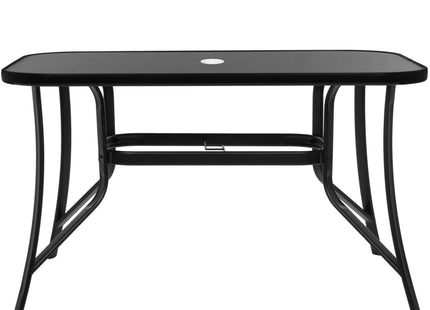 Tuintafel | 120 x 70 x 70 cm | Buitentafel | Eettafel Buiten | Metaal | Gehard Glas | 100 KG | Zwart