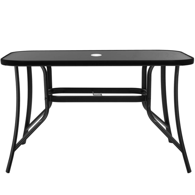 Tuintafel | 120 x 70 x 70 cm | Buitentafel | Eettafel Buiten | Metaal | Gehard Glas | 100 KG | Zwart