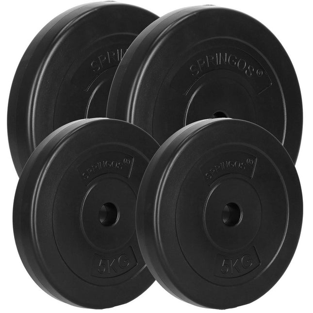 Halterschijven | 2 x 10 kg | 2 x 5 kg | Kunststof | Zwart