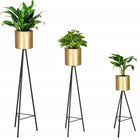 Staande Plantenbakken | Plantenbak | Bloempothouder | Set Van 3 | Metaal | Zwart-Goud
