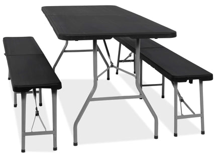 Picknick Tafel Met Bankjes - Campingtafel - Campingset - Tafel - Bankjes - Opvouwbaar - Zwart - 180 x 74 x 74 cm