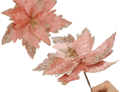 Kunstbloem - Kunststof - Roze - Glitters - 29 cm