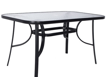 Tuintafel | 120 x 70 x 73 cm | Buitentafel | Eettafel Buiten | Metaal | Gehard Glas | Zwart