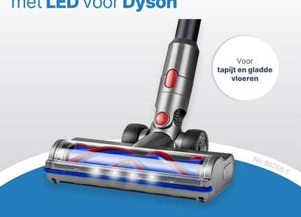 SQOON Stofzuiger Mondstuk Geschikt voor Dyson Stofzuiger V7 / V8 / V10 / V11 en v15 Series -Met V Borstel -  Zuigmond voor Dyson Steelstofzuiger - LED Licht