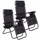 Tuinstoel | Ligstoel | Opvouwbaar | Verstelbaar | Ergonomische Hoofdsteun | 2 Stuks | Zwart