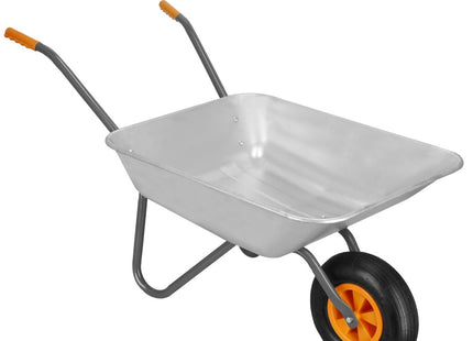 Kruiwagen | Kruiwagenwiel | 65L | 120kg Draagvermogen | Zilver/Oranje