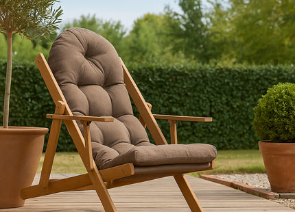 Houten Ligstoel - Ligbed - Met Kussen - Verstelbaar - Weersbestendig - Bruin - Grenenhout - 90 x 71 x 103 Cm