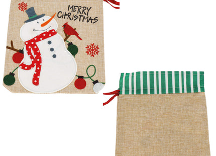 Kerstzak | Cadeautas | Sneeuwpop | 28 x 21 cm