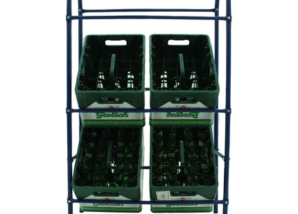 Krattenrek - Krattenrek - Drankkratten - Opbergrek - Universeel - Stevig - Staal - 6 Kratten - 14 x 73 x 116 cm - Blauw