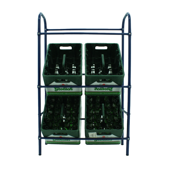 Krattenrek - Krattenrek - Drankkratten - Opbergrek - Universeel - Stevig - Staal - 6 Kratten - 14 x 73 x 116 cm - Blauw