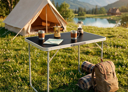 Campingtafel - Vouwtafel - Inklapbaar - Opvouwbaar - 80x60x70 cm - Zwart