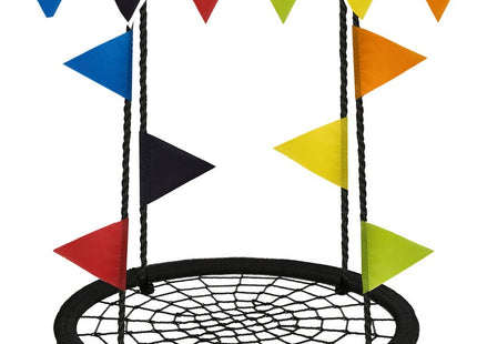 Nestschommel | Schommel Kinderen | Kinderschommel | Maximale Belasting 200 kg | Inclusief Vlaggetjes | Zwart