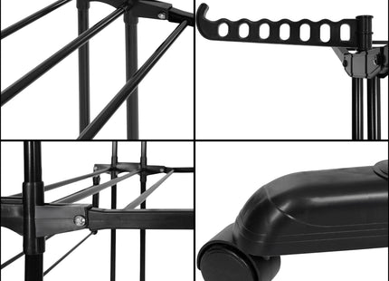 Wasrek - Droogtoren - Droogrek - 4 - Etages - Inklapbaar - Inclusief- Wielen - Draaibaar - 180x75,5x49 cm