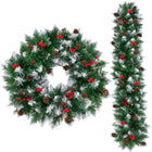 Kerstslinger | 110 cm | Dennenappels | Lijsterbes | Sneeuw | Groen