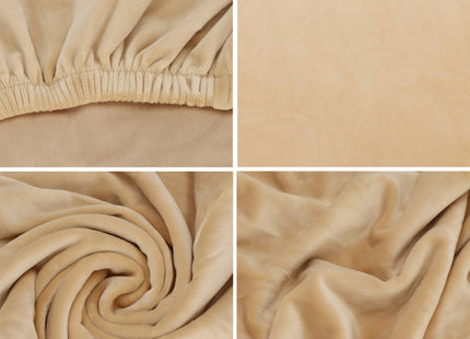 Velvet Stoelhoes - Voor Eetkamerstoelen - Met Stretch - Licht Beige