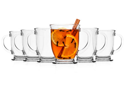 Koffie- en theeglazen Set van 6 - Handvat - 400 ML