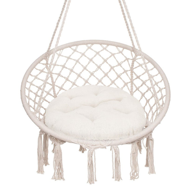 Hangstoel | Binnen & Buiten | Belastbaar tot 150 kg | 120 x 79 cm | Inclusief Kussen | Beige