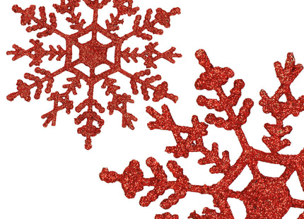 Kersthanger | Kerstversiering |Sneeuwvlok | 3 Stuks | 12 cm | Rood
