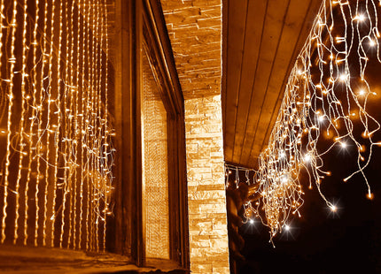 IJspegel Verlichting | 12 m + 2.5 m Snoer | 300 LED | Warm Wit+ koel wit flits | Koppelbaar | Flits