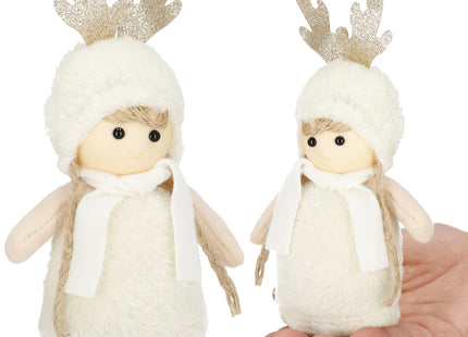 Kerstdame - Kerstversiering - Witte Rendierkabouter - 20 cm