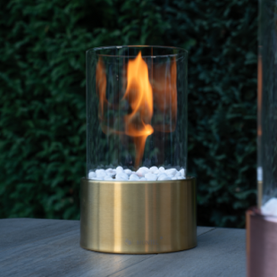 Bio Ethanol Sfeerhaard | Tafelhaard | Binnen & Buiten | Rond | Goud | ⌀ 15 CM