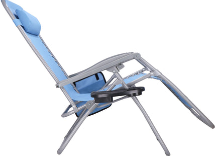 Tuinstoel | Ligstoel | Opvouwbaar | Verstelbaar | Ergonomische Hoofdsteun | Blauw