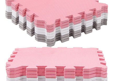 Speelmat | Speelmat Foam | Puzzelmat | Figuren | 9 Puzzelstukken | Roze | 95.5 x 95.5 cm