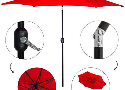 Parasol | Parasols | Kantelbaar | Met Ventilatie | Rood | 300 cm