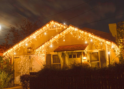 IJspegel Verlichting | 12 m + 2.5 m Snoer | 300 LED | Flash | Koppelbaar | Warm Wit