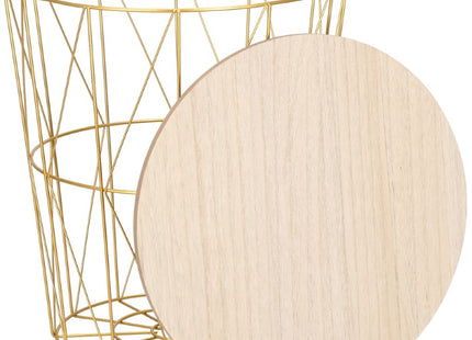 Salontafel | Salontafel Rond | Bijzettafel | 1 Stuk | 35 cm | Goud/Hout