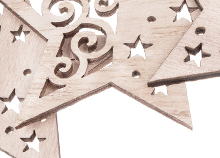 Kersthanger | Ster | Hout | 7 cm | 6 Stuks
