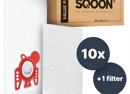 SQOON®  Stofzuigerzakken Basic Geschikt voor Miele F / J / M 3-D Hyclean - 10 Stuks