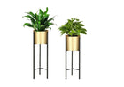 Staande Plantenbakken | Plantenbak | Bloempothouder | Set Van 2 | Metaal | Goud/Zwart