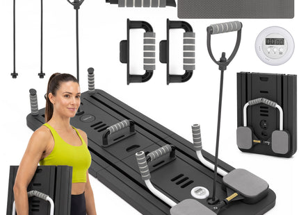 Pilates Reformer - Pilates Board  - Buikspiertrainer - Fitnesstrainer - Multifunctioneel - Opvouwbaar - Zwart - 150 Kg