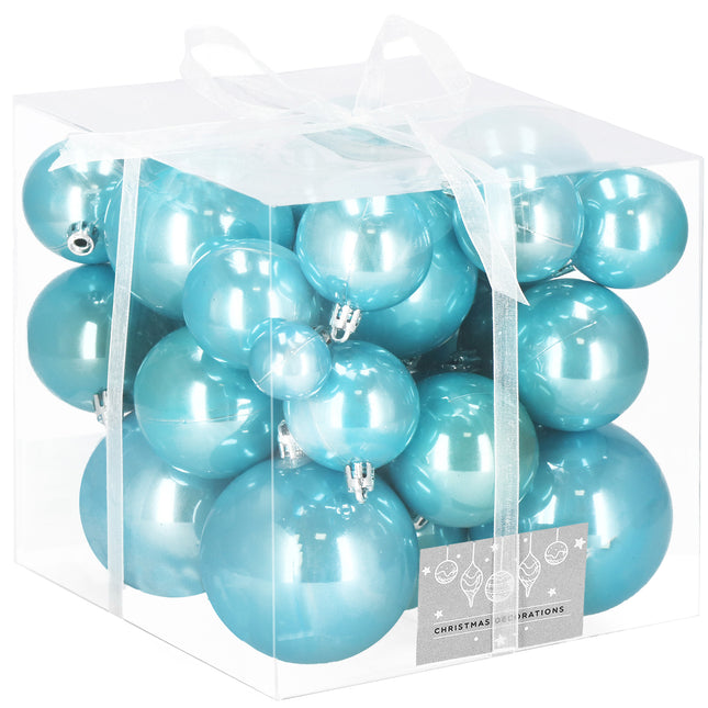 Kerstballen | 37 Stuks | Parelblauw