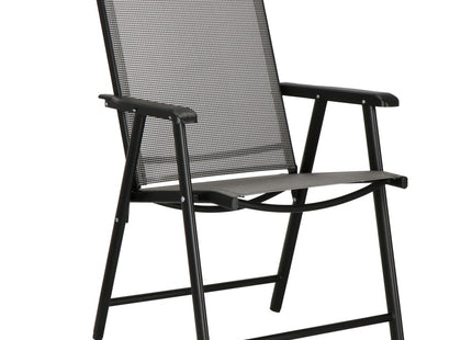 Tuinstoel | Tuinstoelen | Inklapbaar | Aluminium & Textileen | Zwart/Grijs
