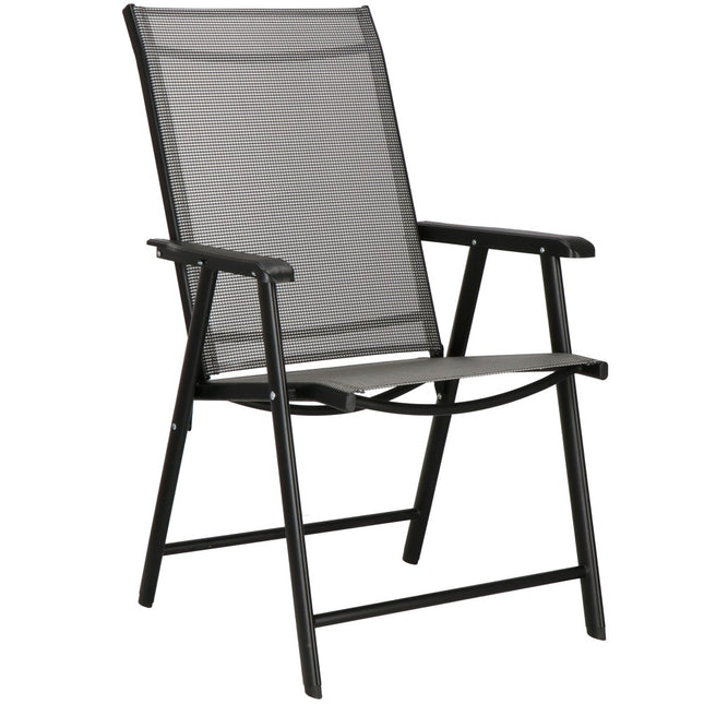 Tuinstoel | Tuinstoelen | Inklapbaar | Aluminium & Textileen | Zwart/Grijs