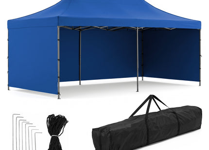 Partytent - 600x300x310xcm - Hoogte Verstelbaar - PVC - Polyester - Harmonica- Frame - Blauw