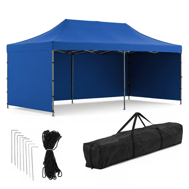 Partytent - 600x300x310xcm - Hoogte Verstelbaar - PVC - Polyester - Harmonica- Frame - Blauw