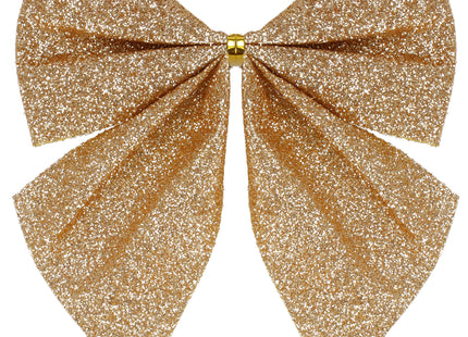 Kerstboomhanger | Strik | Gouden Glitter | 3 Stuks | 11 Cm